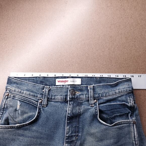 Wrangler Slim Boot 77 Jeans Men 30x32 Md Blue Vintage Distressed Stretch Western - Picture 4 of 12